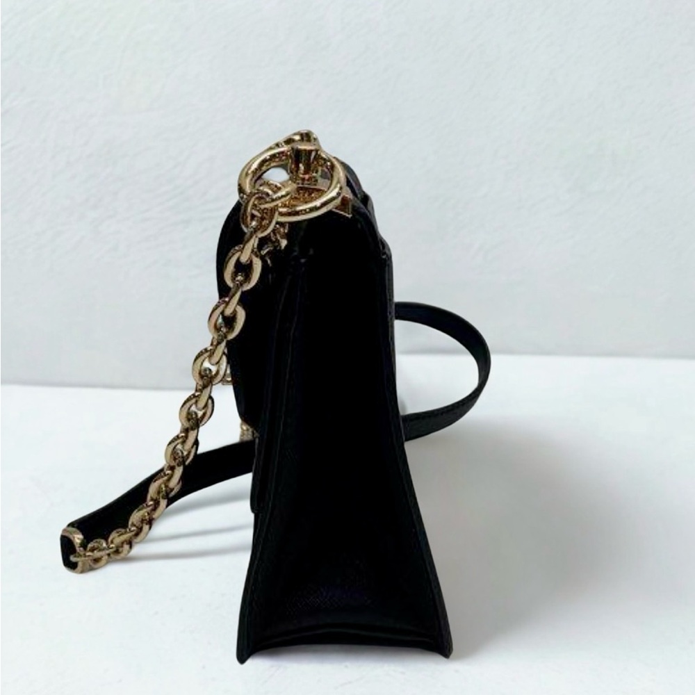 Micheal Kors Greenwich Crossbody-Black Leather & Gold Chain -MRSP $298 - Picture 7 of 11